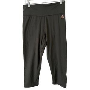 NWT Adidas X Zoe Saldana High Rise Logo Ribbon Cropped Dark Green Tights Large